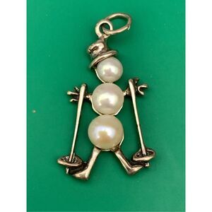 .925 Snowman Pearl Vintage Sterling Silver Jewelry Charm #skiing #vintage